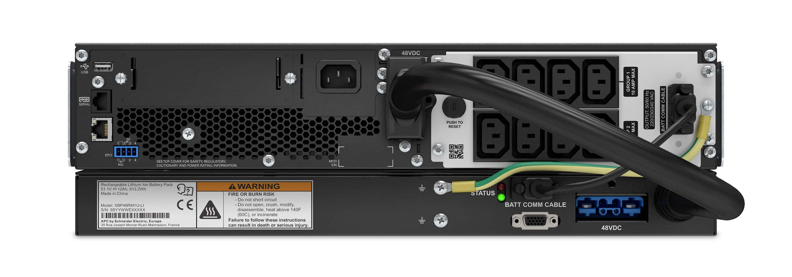 APC Smart-UPS Li-Ion SRTL1000RMXLI Noodstroomvoeding - 1000VA, 8x C13, USB, Rack/tower convertible Stekkerdoos