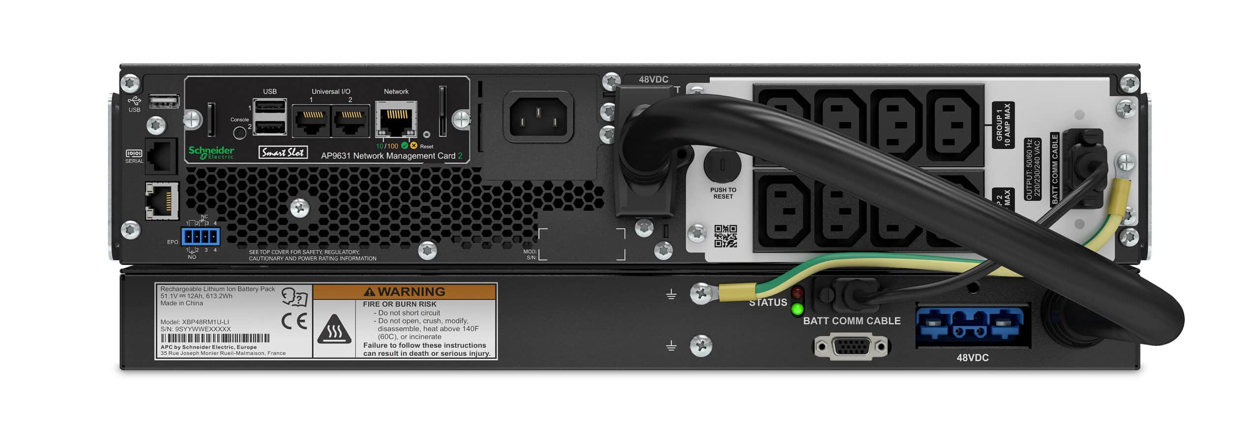 APC Smart-UPS Li-Ion SRTL1000RMXLI-NC Noodstroomvoeding - 1000VA, 8x C13, USB, Rack/tower convertible, NMC Stekkerdoos