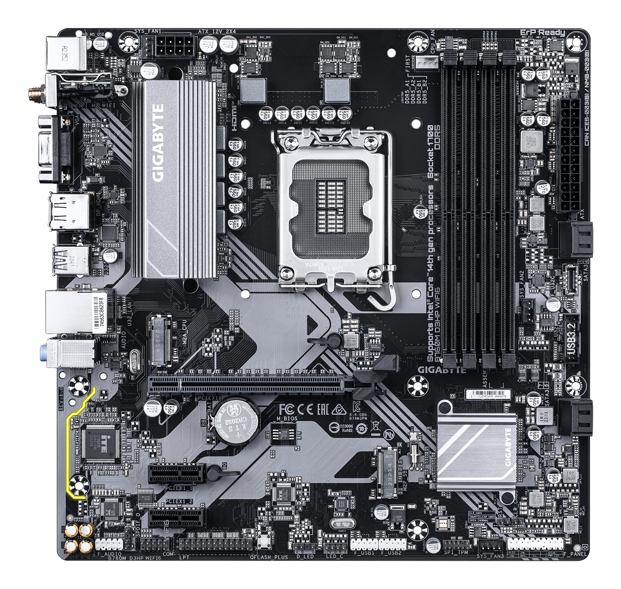 GIGABYTE B760M D3HP WIFI6 moederbord Intel B760 Express LGA 1700 micro ATX - Afbeelding 2