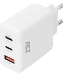 ACT USB-C/USB-A lader 65W 3-poorts met Power Delivery PPS, QuickCharge en GanFast