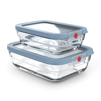 Tefal oneClick Glass N1240510 2-delige set vershoudbakjes (1L / 2L), rechthoekig, blauw - Afbeelding 2