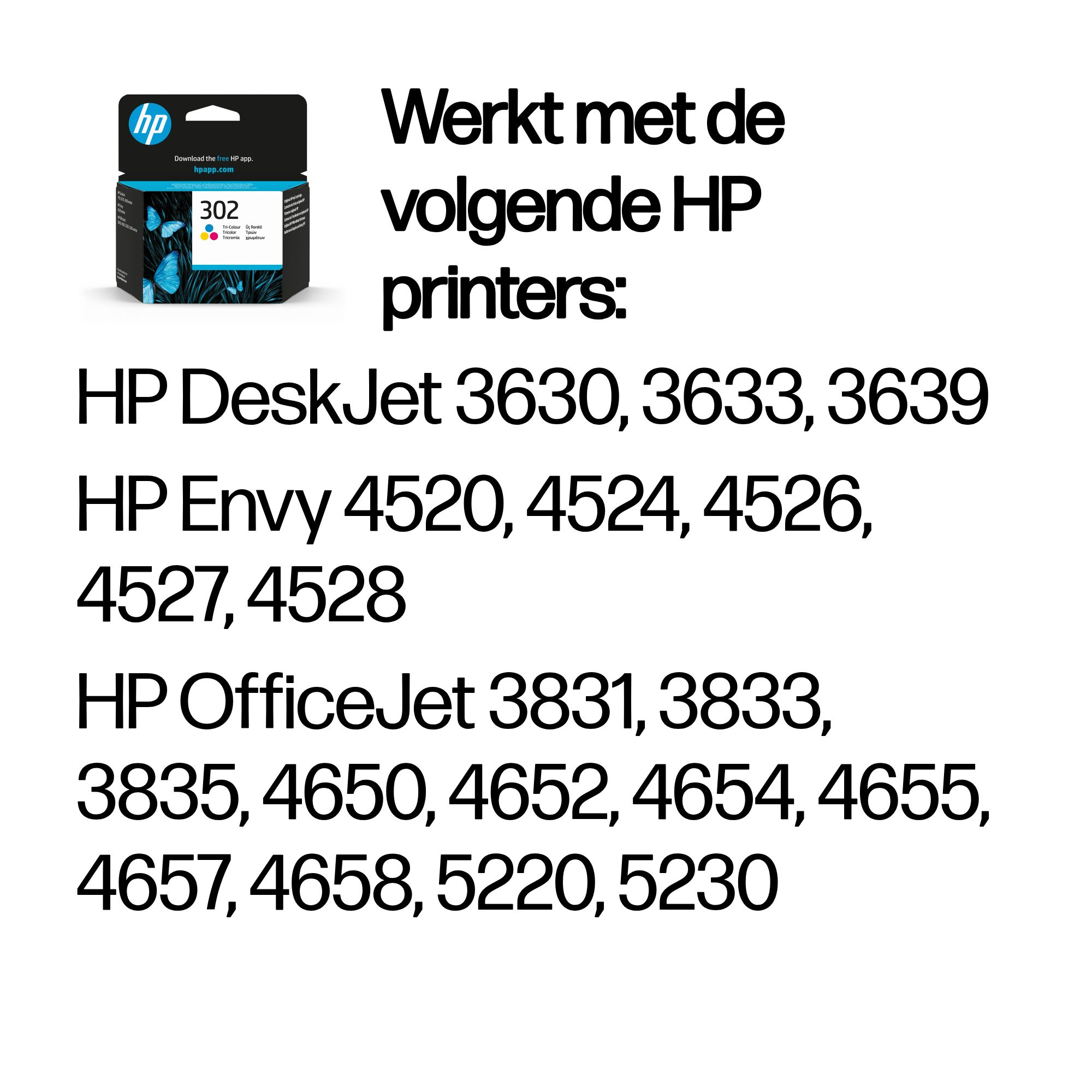 HP 302 originele drie-kleuren inktcartridge