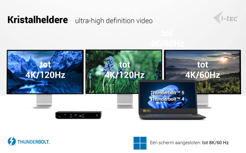 i-tec Thunderbolt4 Triple Display Docking Station + Power Delivery 96W - Afbeelding 3