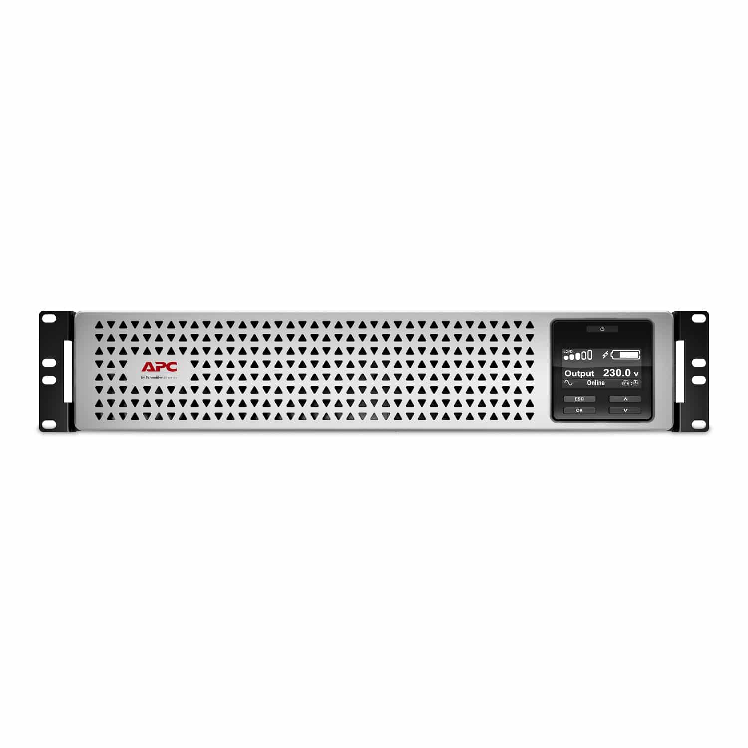 APC Smart-UPS On-Line, 1000VA, Rackmount 2U, 230V, 8x IEC C13 uitgang, SmartSlot, Verlengde runtime, Rail kit inbegrepen, voor gebruik met externe lithium-ion batterij Stekkerdoos