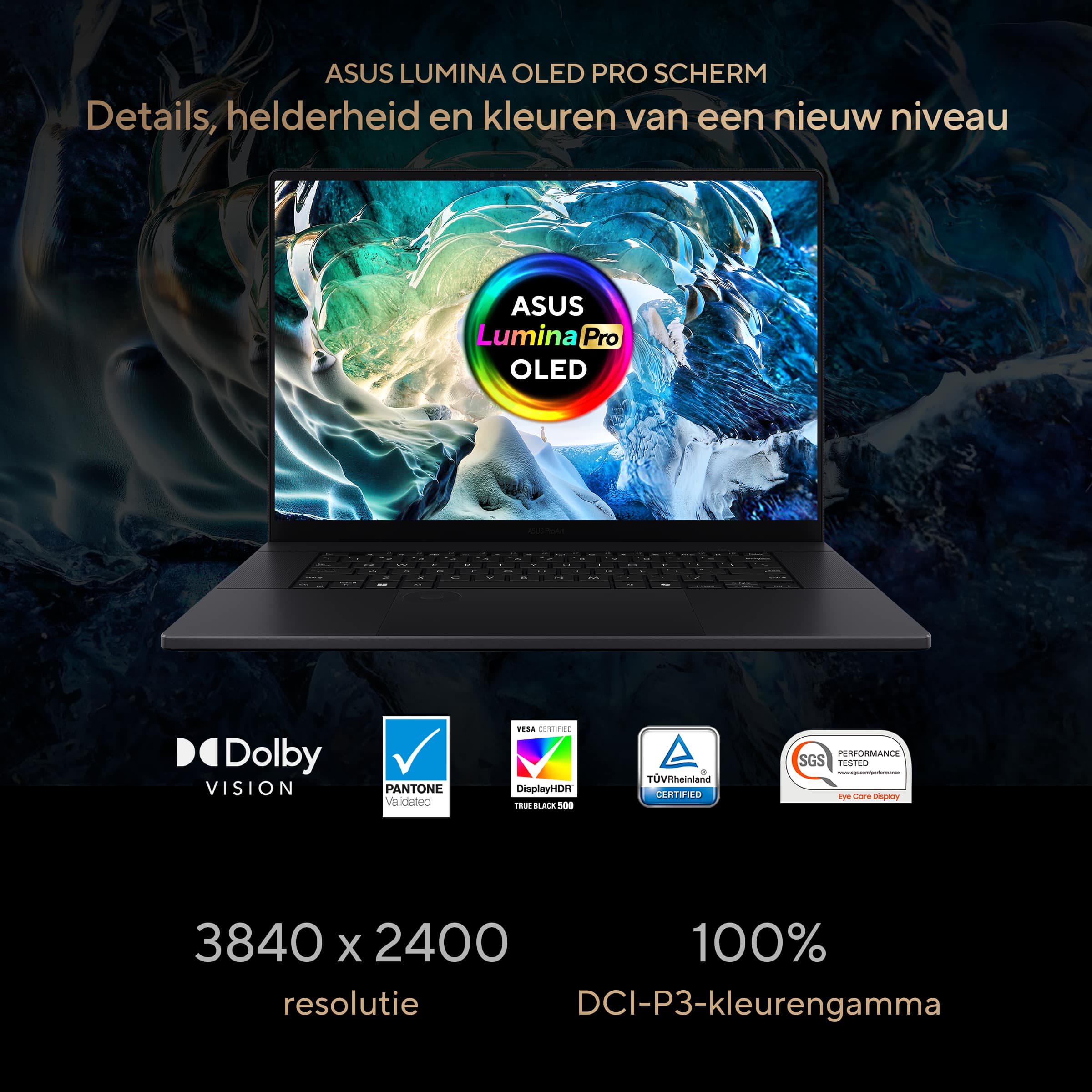 ASUS ProArt P16 H7606WX-SE002X Copilot+ PC AMD Ryzen AI 9 HX 370 Laptop 40,6 cm (16") Touchscreen WQUXGA 64 GB LPDDR5x-SDRAM 4 TB SSD NVIDIA GeForce RTX 5090 Wi-Fi 7 (802.11be) Windows 11 Pro Belgisch Zwart - Afbeelding 2