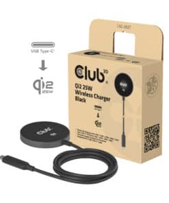 CLUB3D CAC-3027 Qi2 25W draadloze oplader zwart Qi 2.2 MagSafe-compatibel magnetisch pad - Afbeelding 2