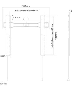 Neomounts LED-W400BLACK Flat Screen Wall Mount, 32-55", 35 kg, 100x100/ 400x400 mm, 1.8cm
