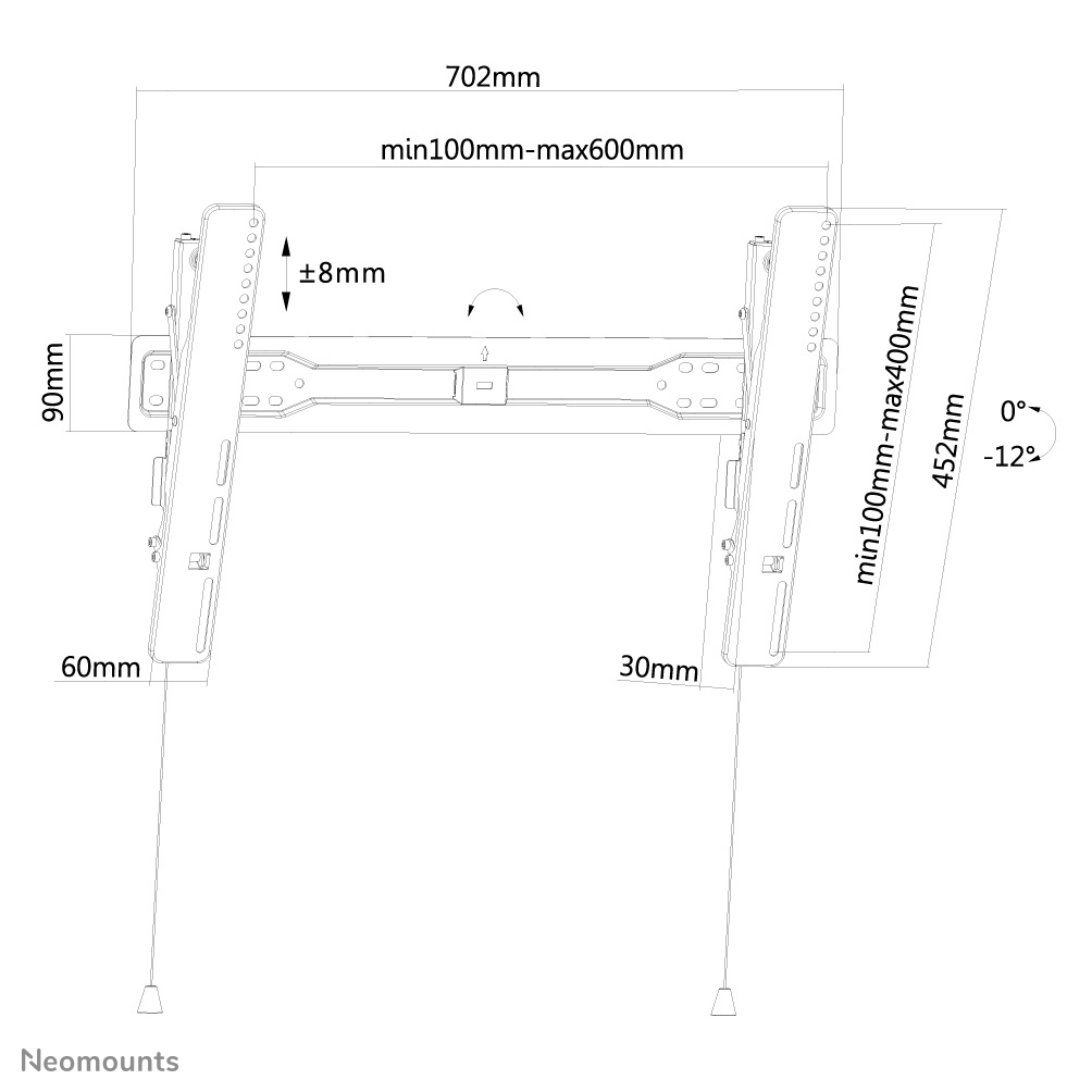 Neomounts LED-W650BLACK Flat Screen Wall Mount, 37-75", 35 kg, 100x100/ 600x400 mm, Black