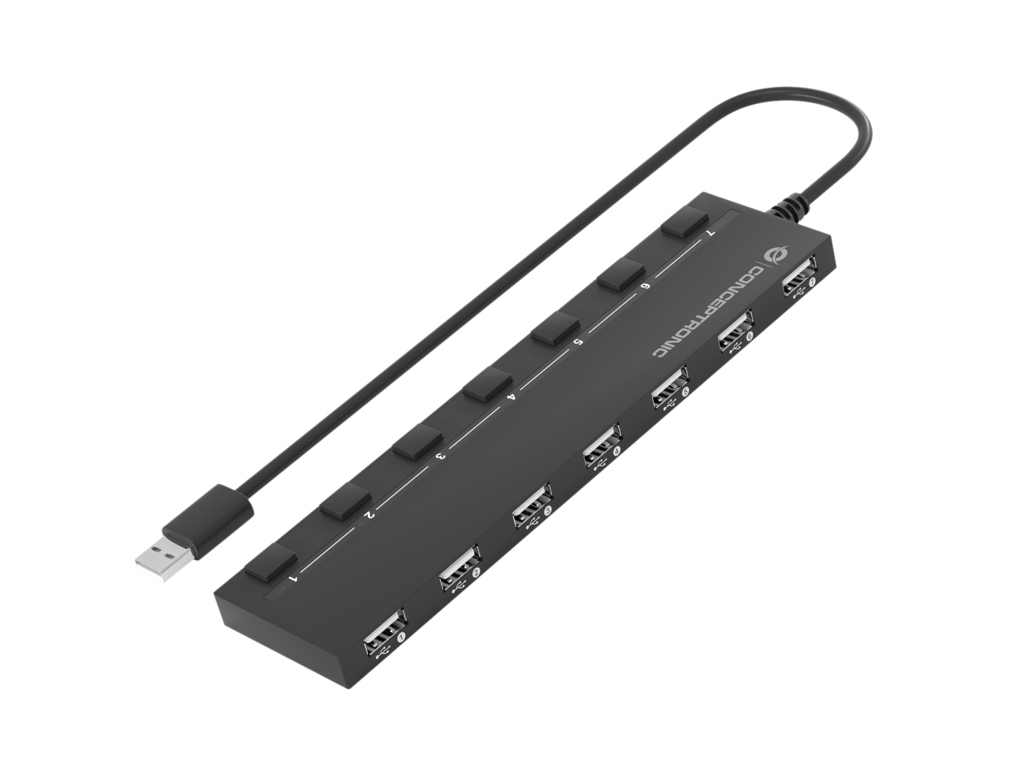 Conceptronic HUBBIES08B interface hub USB 2.0 480 Mbit/s Zwart