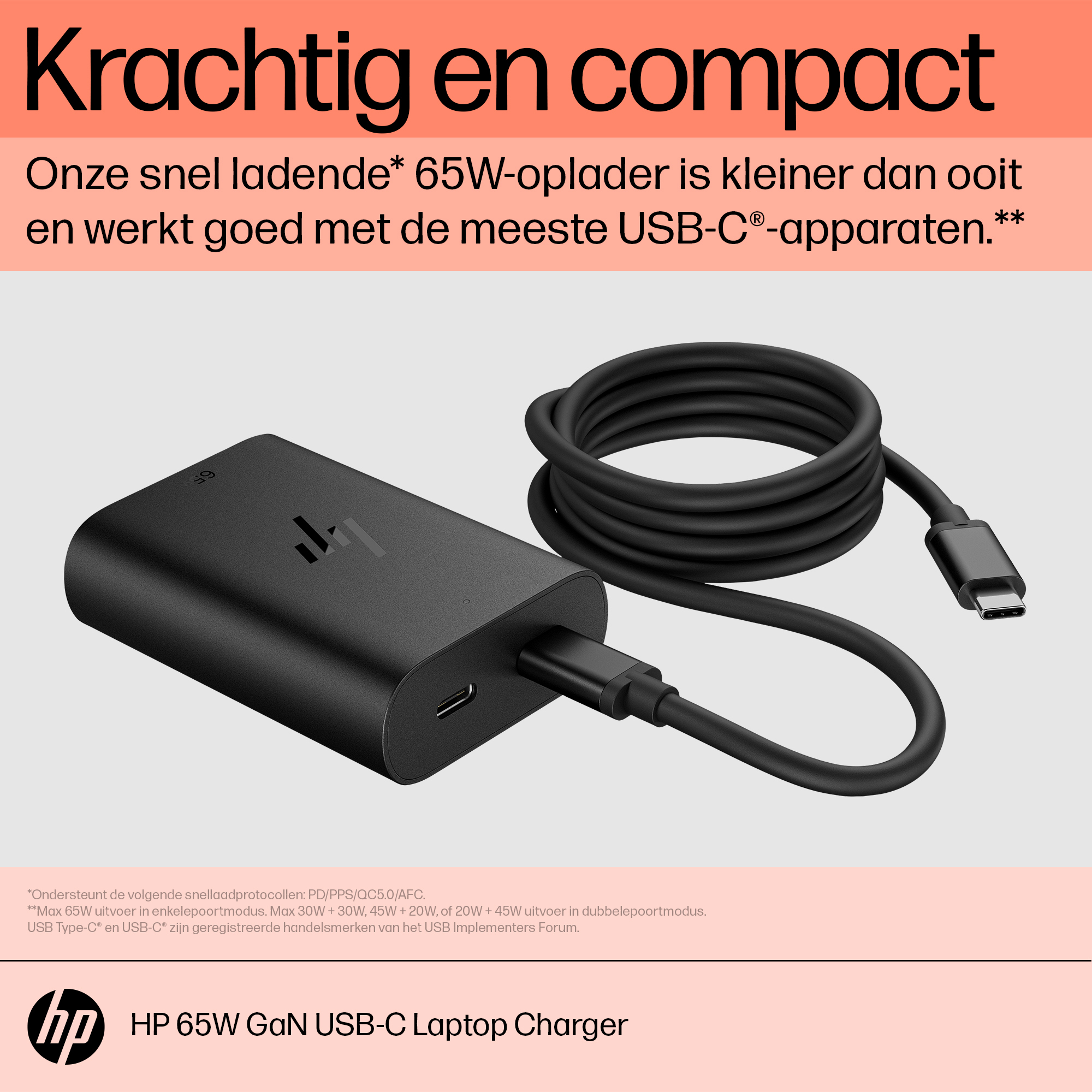 HP 65W GaN USB-C laptoplader