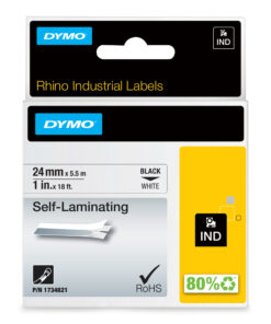 DYMO Rhino industriële Zeflaminerende labels | 24 mm x 5,5 m | zwarte afdruk op wit | voor Rhino labelprinters