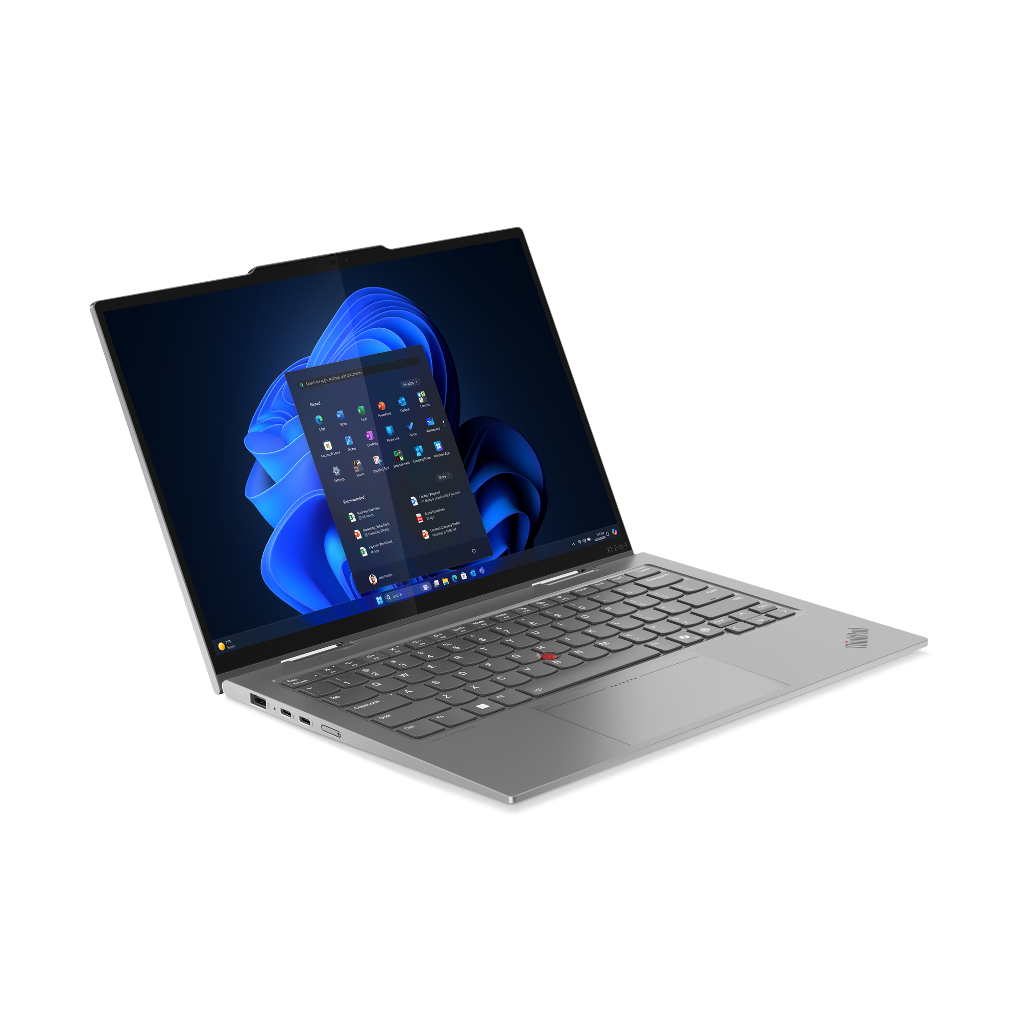 Lenovo ThinkPad X1 2-in-1 Gen 10 Aura Edition Copilot+ PC Intel Core Ultra 7 258V Hybride (2-in-1) 35,6 cm (14") Touchscreen WUXGA 32 GB LPDDR5x-SDRAM 1 TB SSD Wi-Fi 7 (802.11be) Windows 11 Pro Belgisch Grijs - Afbeelding 6