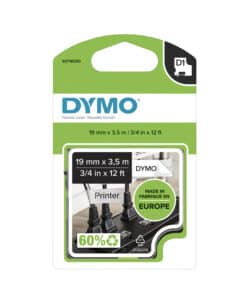 DYMO originele D1 Duurzame flexibele nylon labels | Witte Tekst op Zwart Label | 12 mm x 3,5 m | zelfklevende etiketten voor de LabelManager labelprinter | gemaakt in Europa
