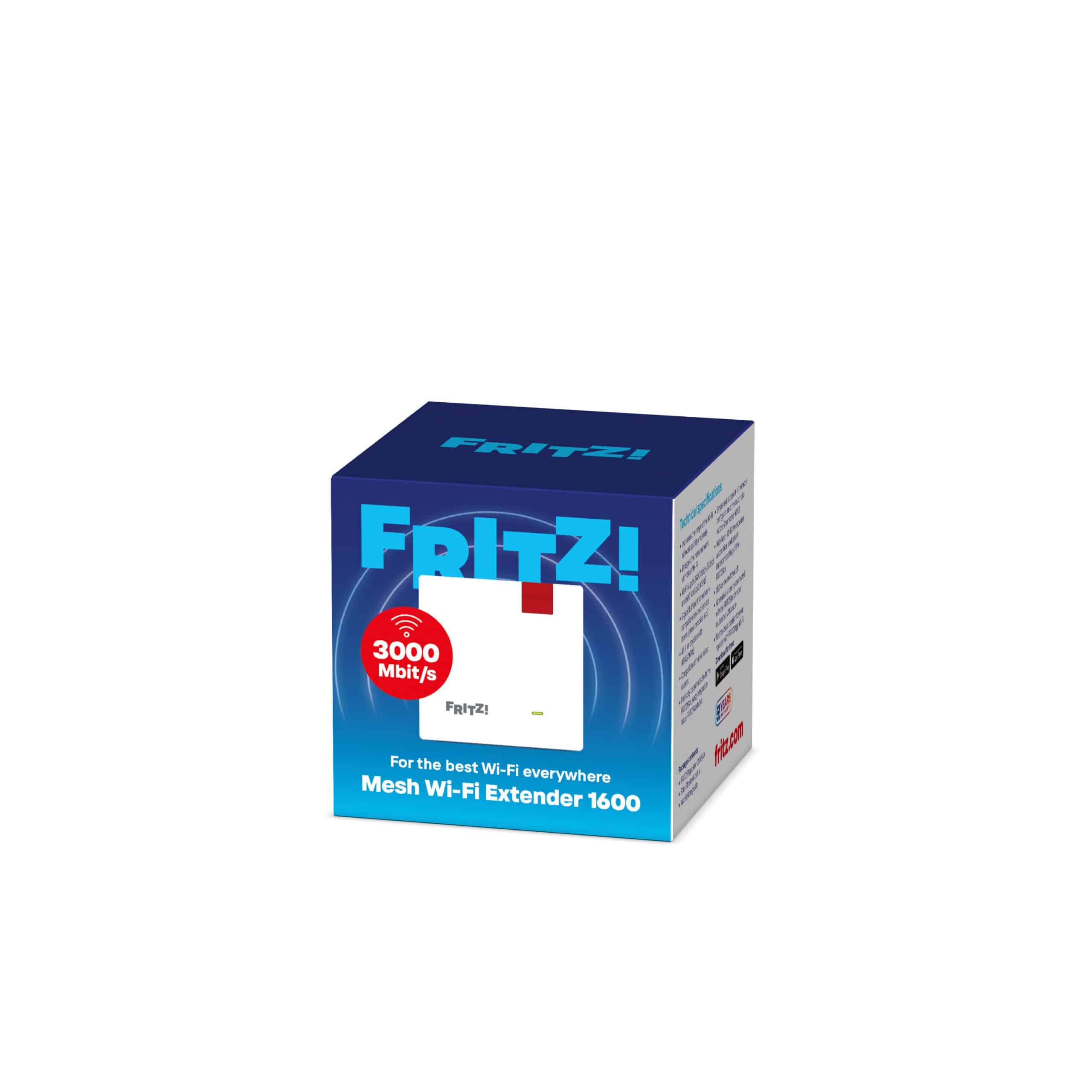 Repeater Mesh Wi-Fi Extender 1600 (FRITZ! 1200 AX International) Netwerkrepeater Wit 10, 100, 1000 Mbit/s - Afbeelding 5