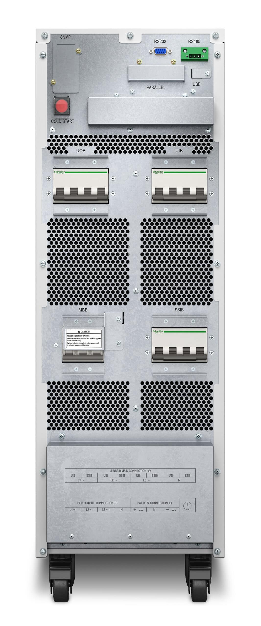 APC Easy UPS 3S E3SUPS40KH Noodstroomvoeding - 40kVA 3fase(400V) in&uit inc. 0 (externe) accu's Stekkerdoos