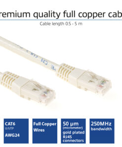 ACT Ivoor 3 meter U/UTP CAT6 patchkabel met RJ45 connectoren