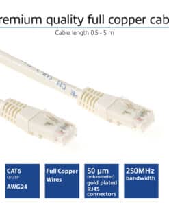 ACT Ivoor 5 meter U/UTP CAT6 patchkabel met RJ45 connectoren - Afbeelding 2