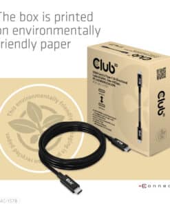 CLUB3D USB4 Gen3x2 Type-C Bi-Directional Cable 8K60Hz, Data 40Gbps, PD 240W(48V/5A) EPR M/M 2m / 6.56ft - Afbeelding 7