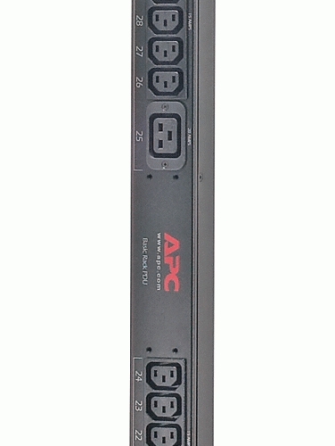 APC Rack PDU, Basic, Zero U, 12,5kW, 208V,(30)C13,(6)C19;10" kabel