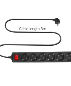 ACT Stekkerdoos met lichtgevende schakelaar, 6 sockets, 3 m, zwart - Afbeelding 2