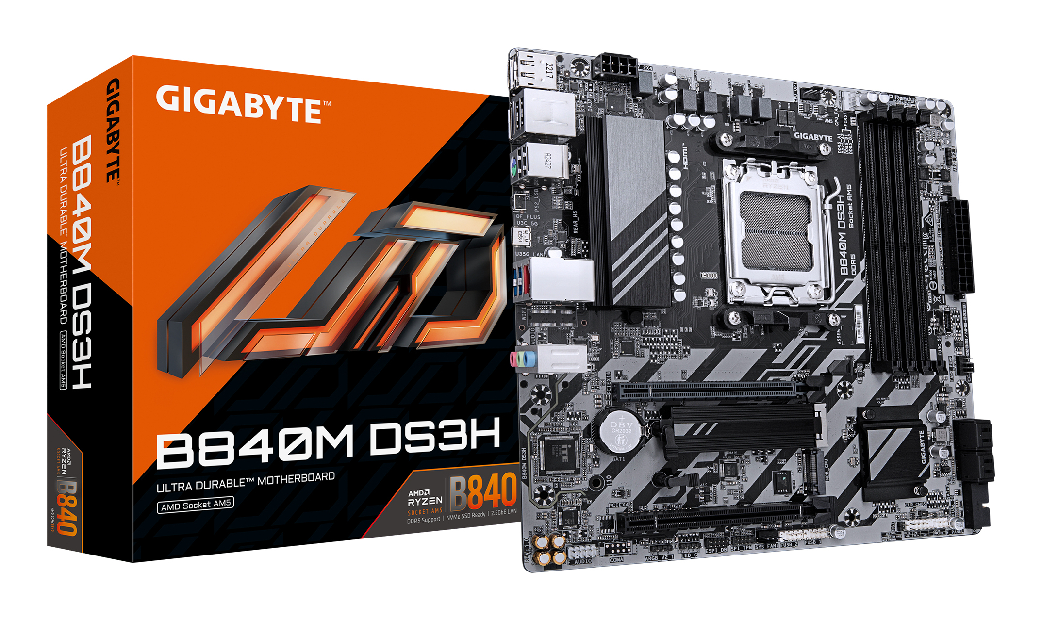 GIGABYTE B840M DS3H moederbord AMD B840 Socket AM5 micro ATX