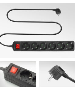 ACT Stekkerdoos met lichtgevende schakelaar, 6 sockets, 3 m, zwart - Afbeelding 4