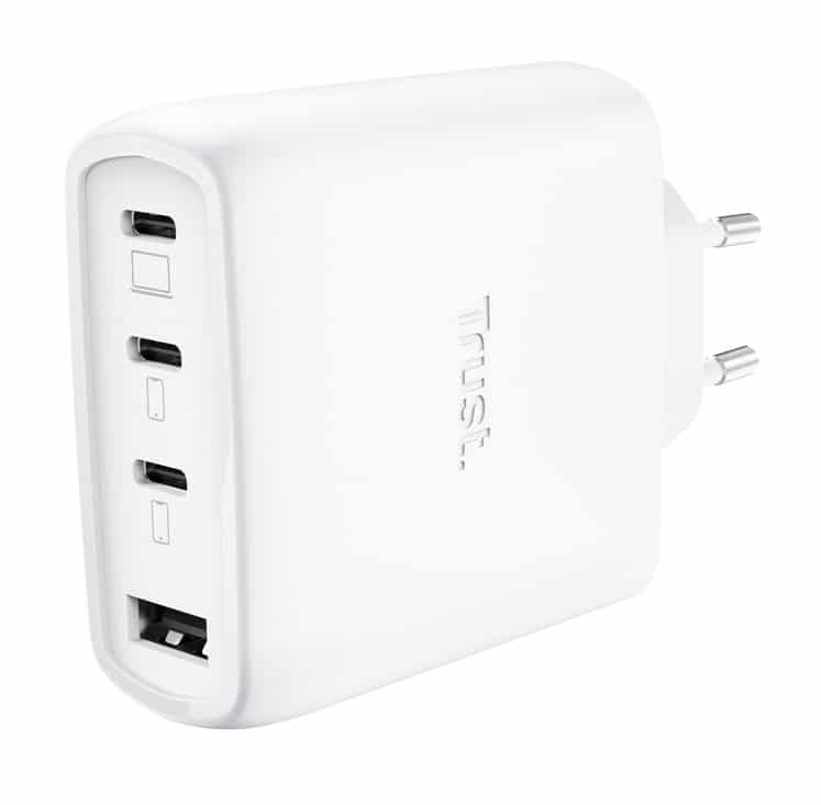 Trust Maxo 65W Universele Laptoplader - USB-C oplader – 65W vermogen – 4 poorten - 2 m kabel – Wit