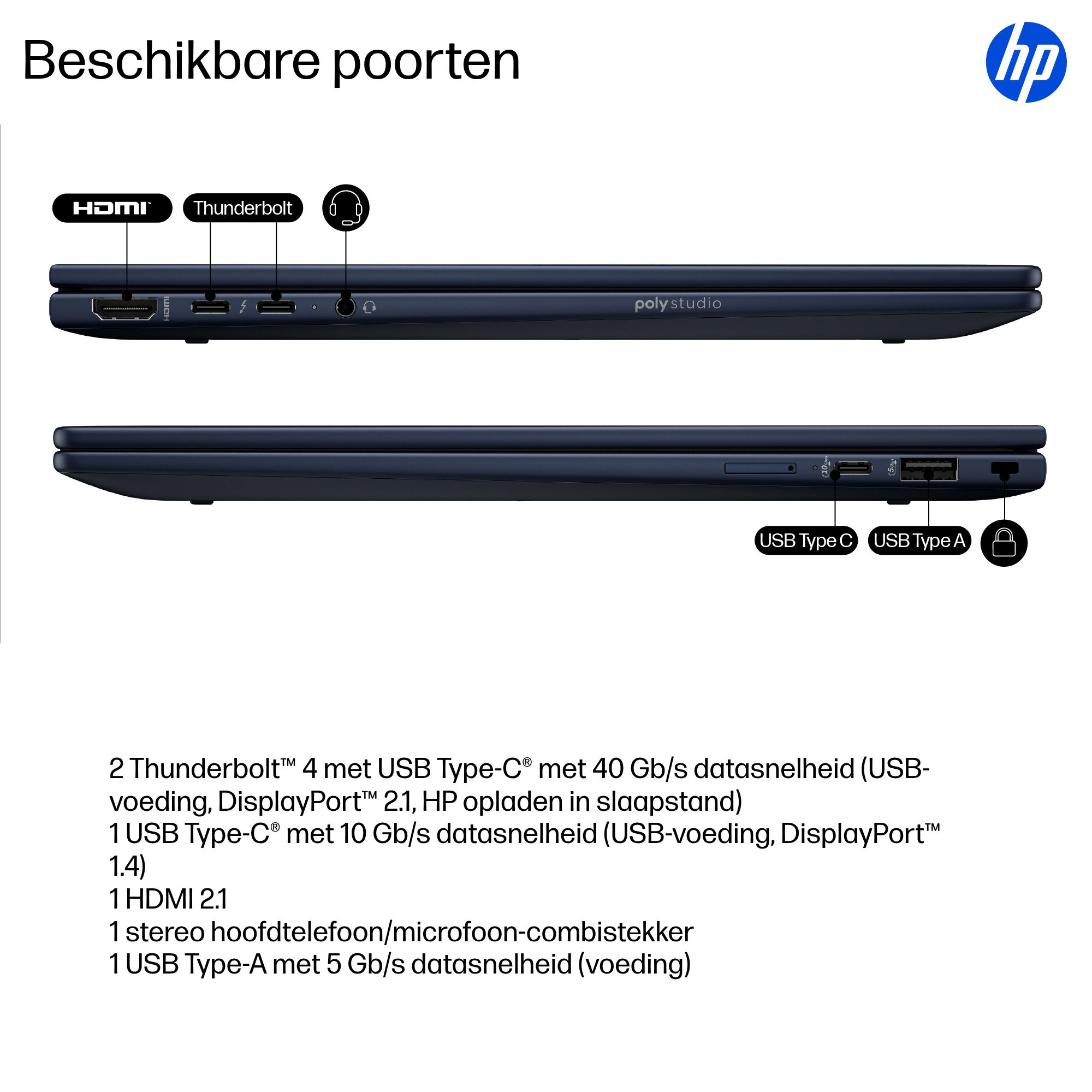 HP EliteBook X Flip G1i AI UMA Ultra 7 258V+32GB Blue X Flip G1i / 14.0 inch / 1TB PCIe NVMe Value / W11p/ 1 Yr Warranty QWERTZU - Afbeelding 5