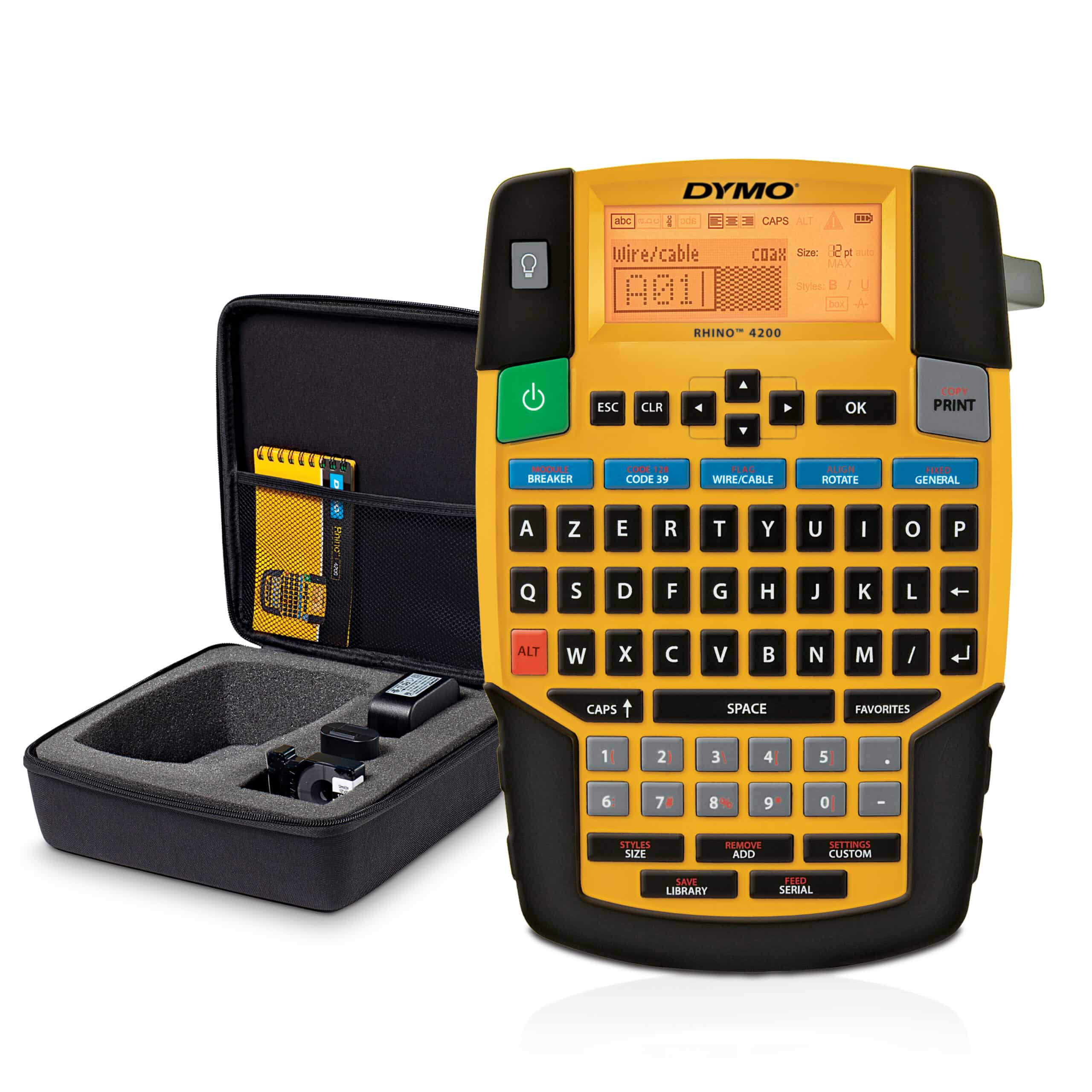 DYMO RHINO 4200 Draagbare Industriële Labelmaker met koffer | AZERTY-toetsenbord | Compacte, tijdbesparende labelprinter voor professionals, die veel onderweg zijn