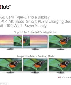 CLUB3D USB Gen1 Type-C Triple Display DP1.4 Alt mode Smart PD3.0 Charging Dock with 100 Watt Power Supply - Afbeelding 6
