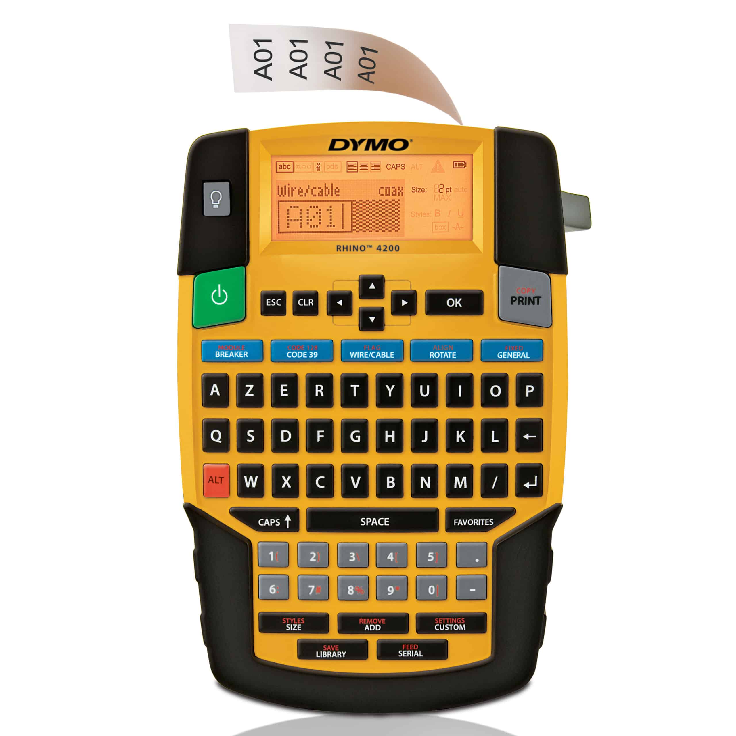 DYMO RHINO 4200 Draagbare Industriële Labelmaker | AZERTY-toetsenbord | Compacte, tijdbesparende labelprinter voor professionals, die veel onderweg zijn