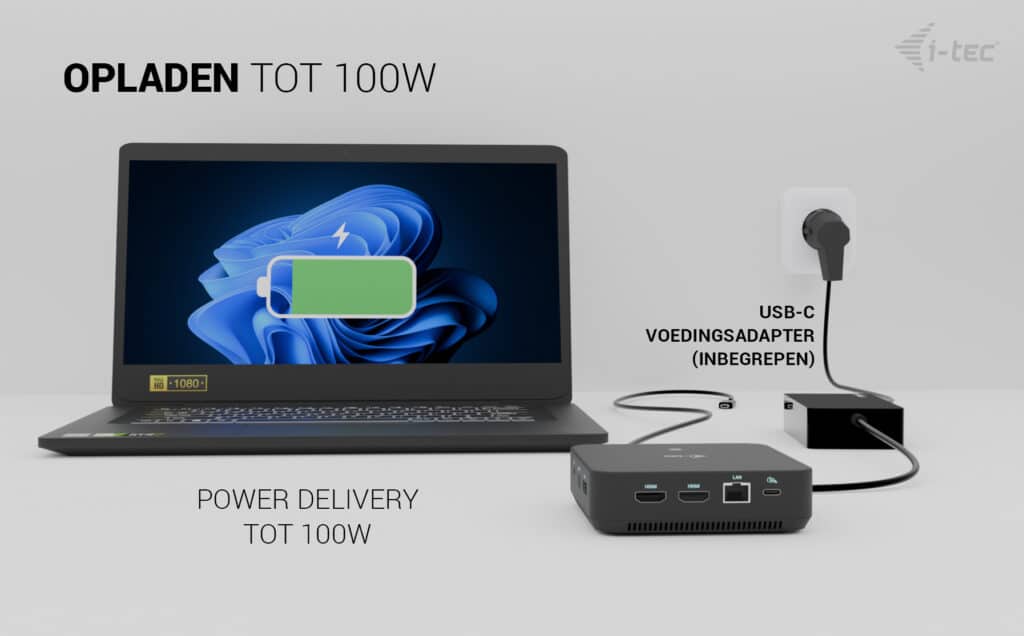 i-tec USB-C DP Dual HDMI Docking Station with Power Delivery 100 W + Universal Charger 100W - Afbeelding 5
