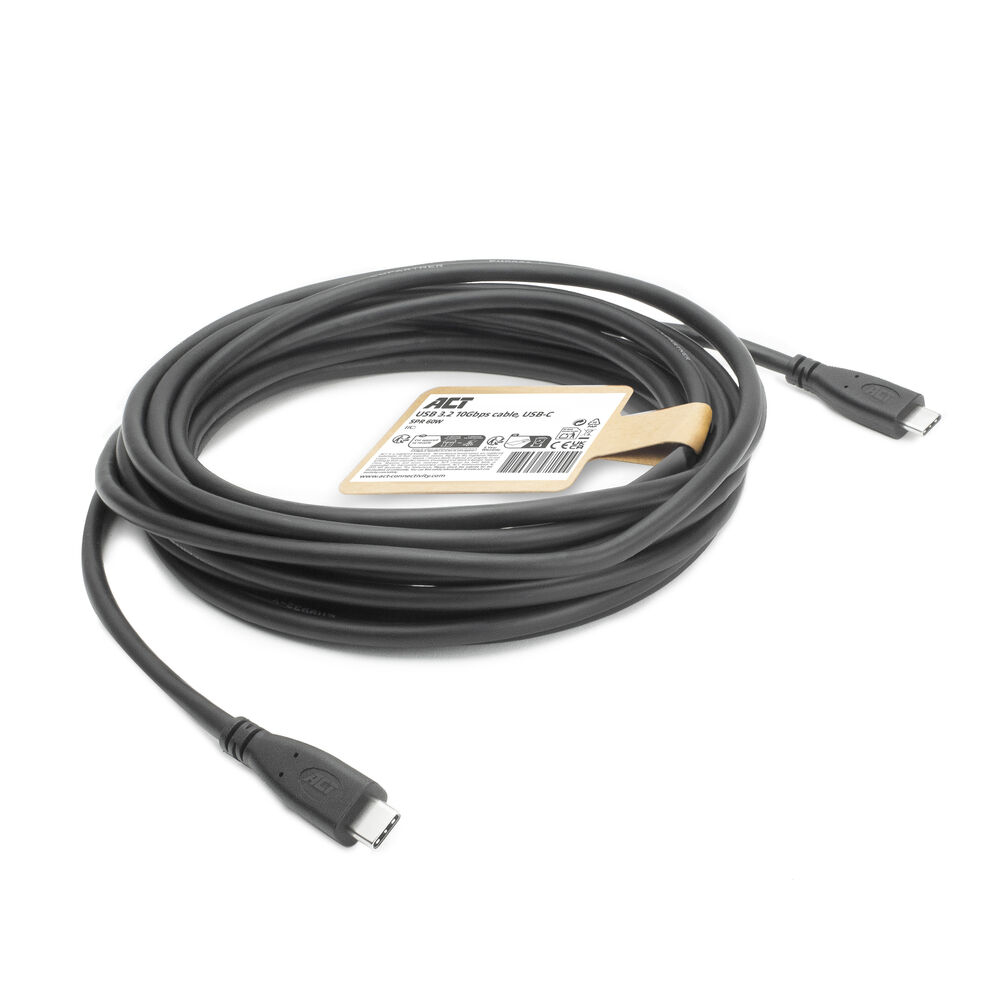 ACT AC7445 USB-kabel USB 3.2 Gen 2 (3.1 Gen 2) 5 m USB C 10 Gbit/s 60 W Zwart - Afbeelding 2