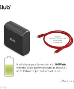 CLUB3D USB Gen1 Type-C Triple Display DP1.4 Alt mode Smart PD3.0 Charging Dock with 100 Watt Power Supply - Afbeelding 5