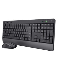 Trust Trezo Toetsenbord en Muis Set - Draadloze desktopset – Belgische AZERTY-indeling – Stille toetsen – Zwart