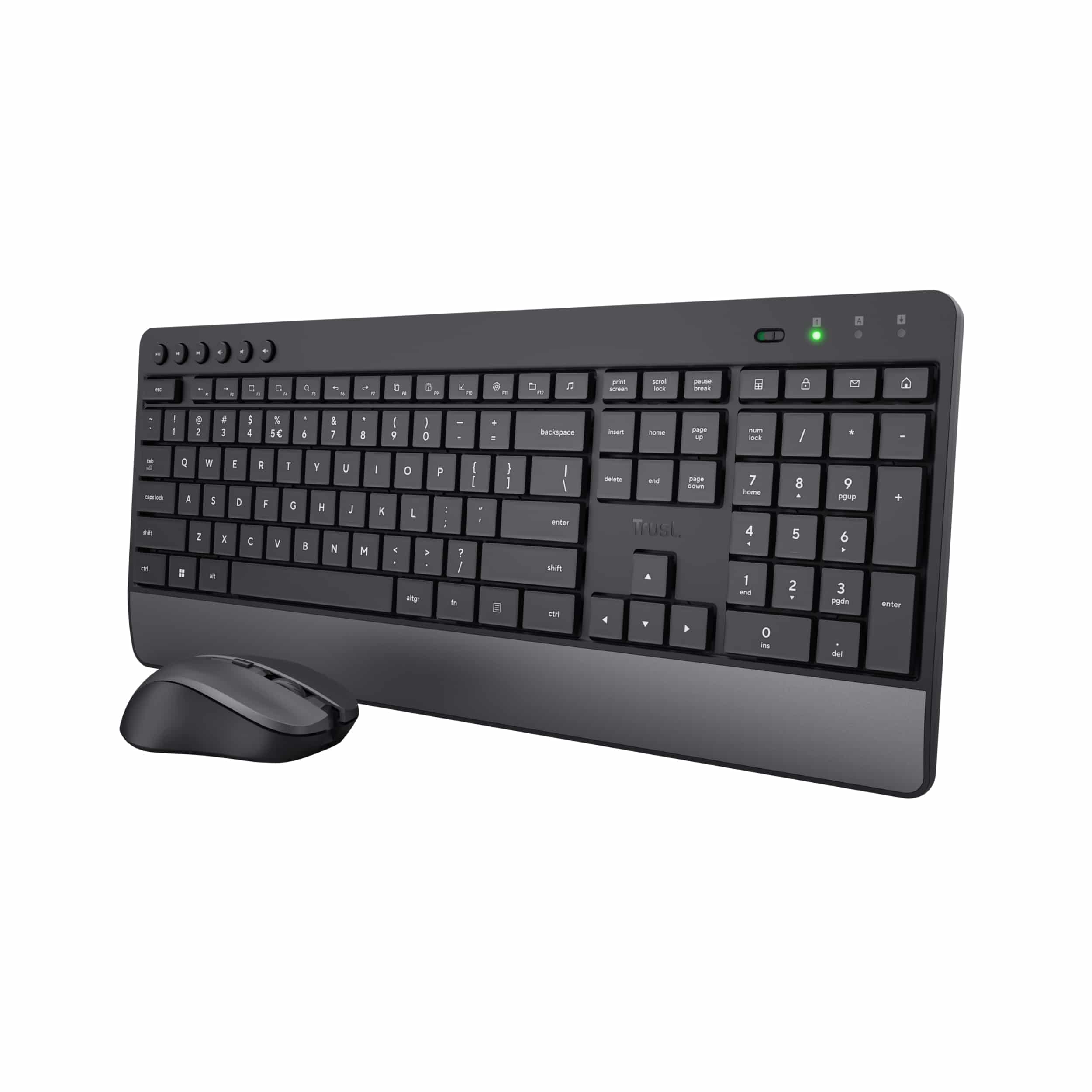 Trust Trezo Toetsenbord en Muis Set - Draadloze desktopset – Belgische AZERTY-indeling – Stille toetsen – Zwart