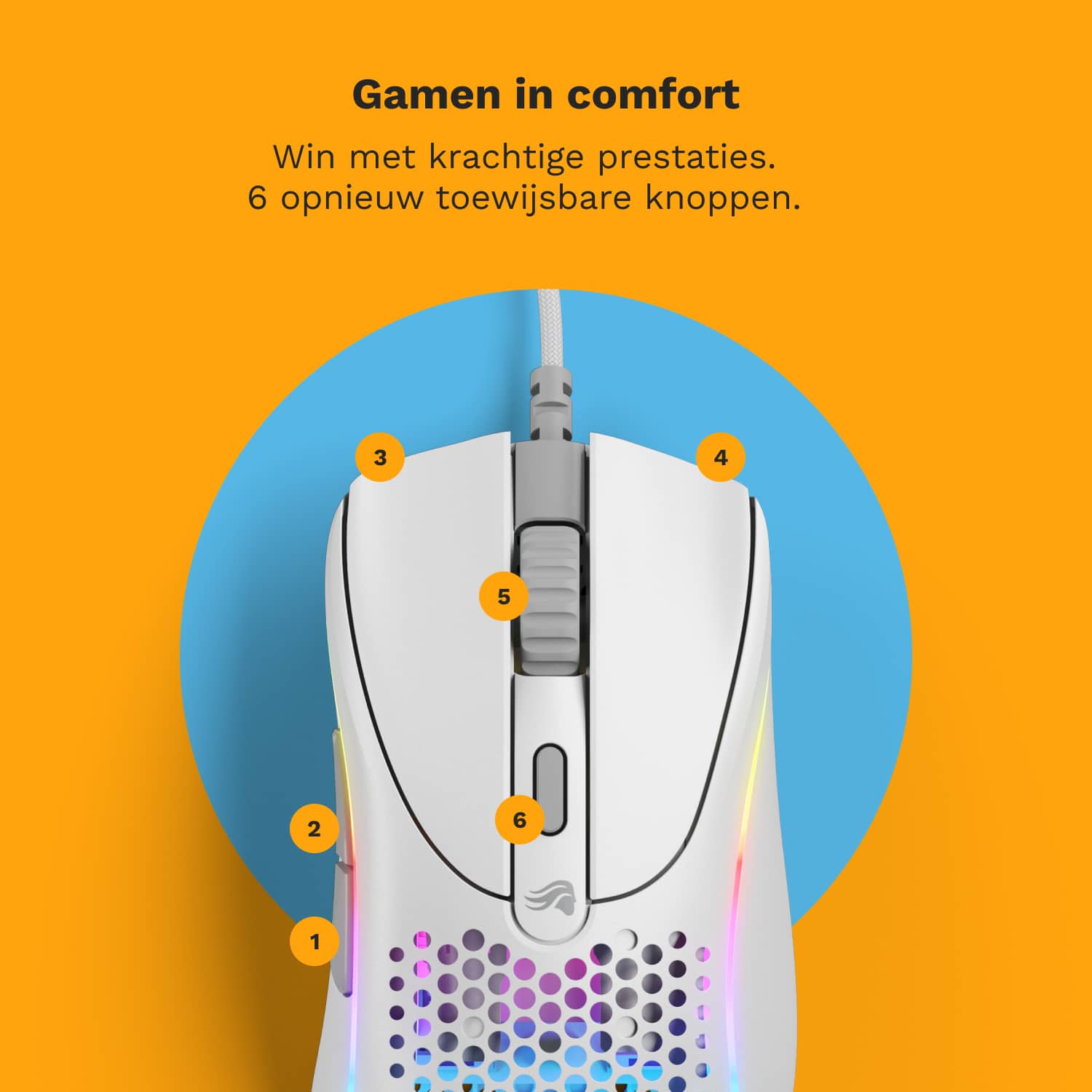 Glorious Gaming Model D 2 Wired muis Gamen Rechtshandig USB Type-A Optisch 26000 DPI - Afbeelding 3