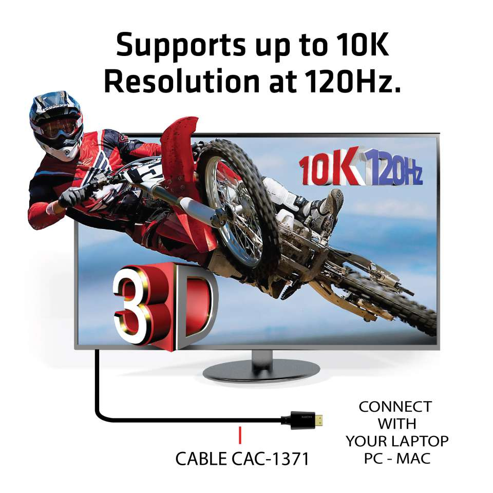 CLUB3D Ultra High Speed HDMI 4K120Hz, 144Hz Certified Cable 48Gbps M/M 1 m/3.28 ft 1Meter - Afbeelding 4