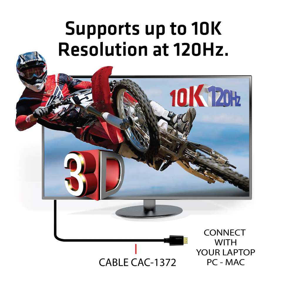 CLUB3D Ultra High Speed HDMI 4K120Hz, 144Hz Certified Cable 48Gbps M/M 2 m / 6.56 ft - Afbeelding 5