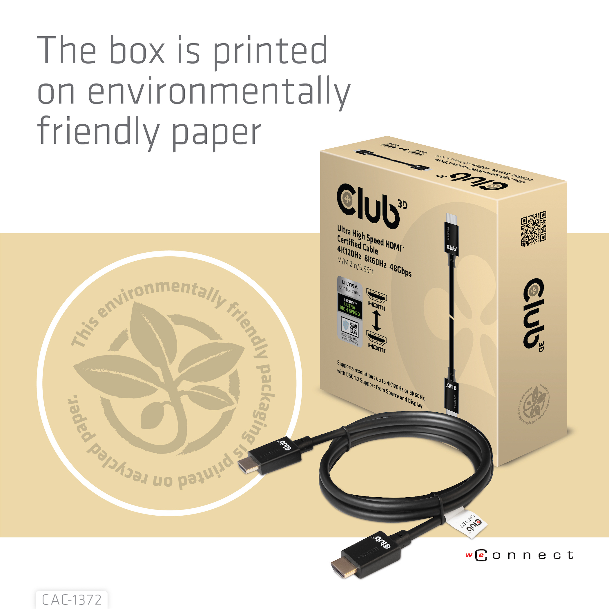 CLUB3D Ultra High Speed HDMI 4K120Hz, 144Hz Certified Cable 48Gbps M/M 2 m / 6.56 ft - Afbeelding 2