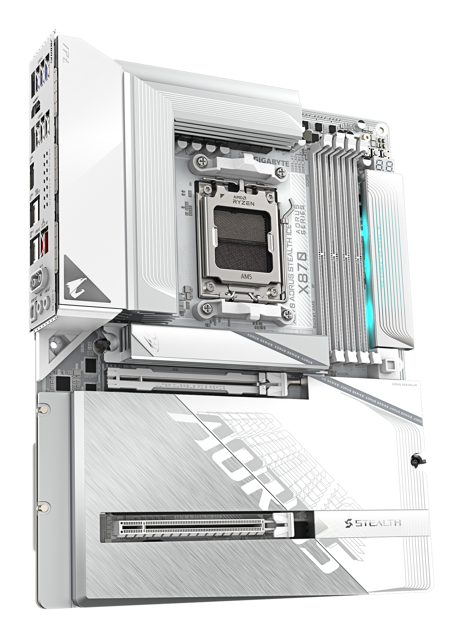 Gigabyte X870 A STEALTH ICE AORUS STEALTH ICE, ATX, AMD AM5, DDR5, 2x PCIe 5.0, Wi-Fi 7, 5 Gbe, USB4 - Afbeelding 4