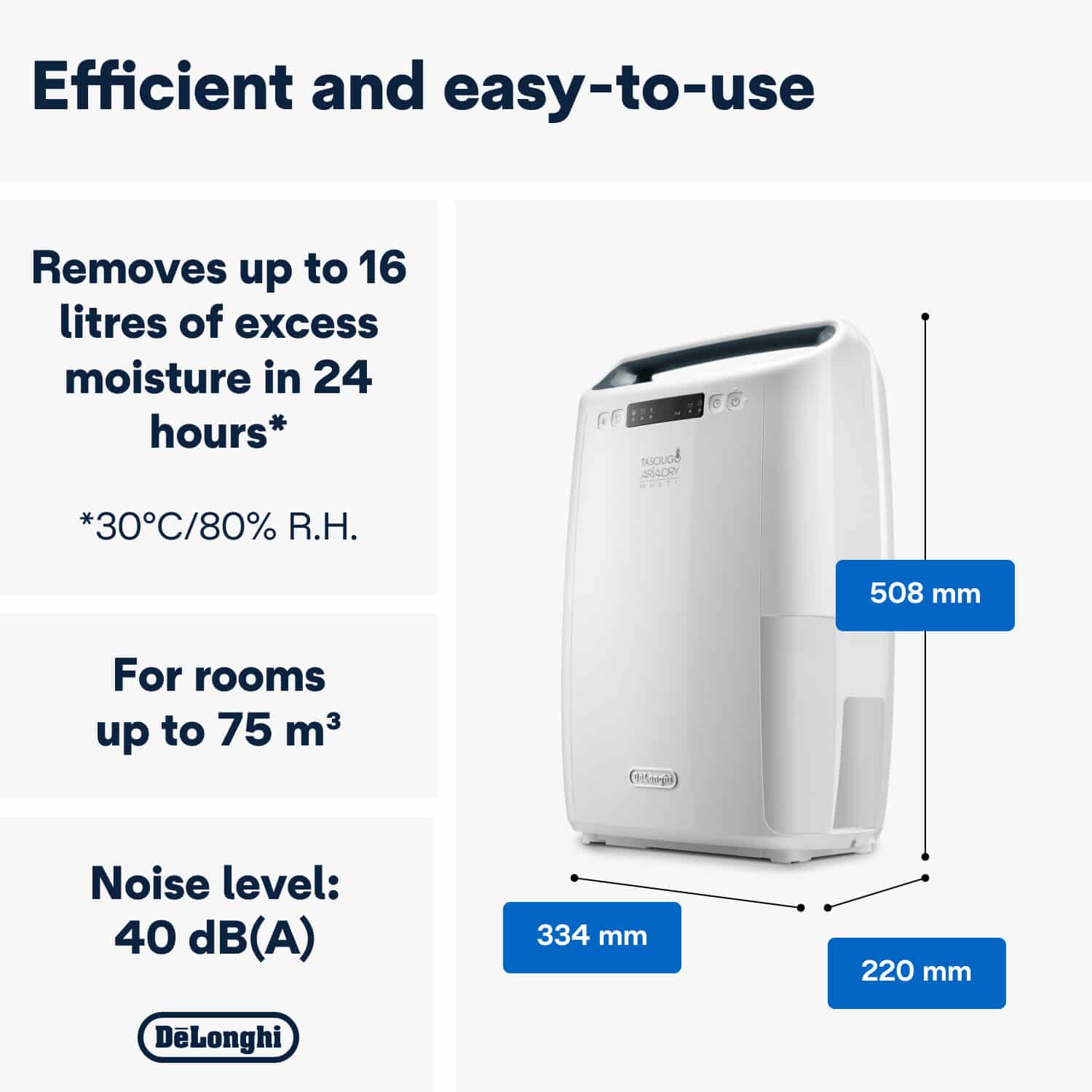 De’Longhi Tasciugo AriaDry Multi DEXD216RF 2,1 l 40 dB 285 W Wit - Afbeelding 7
