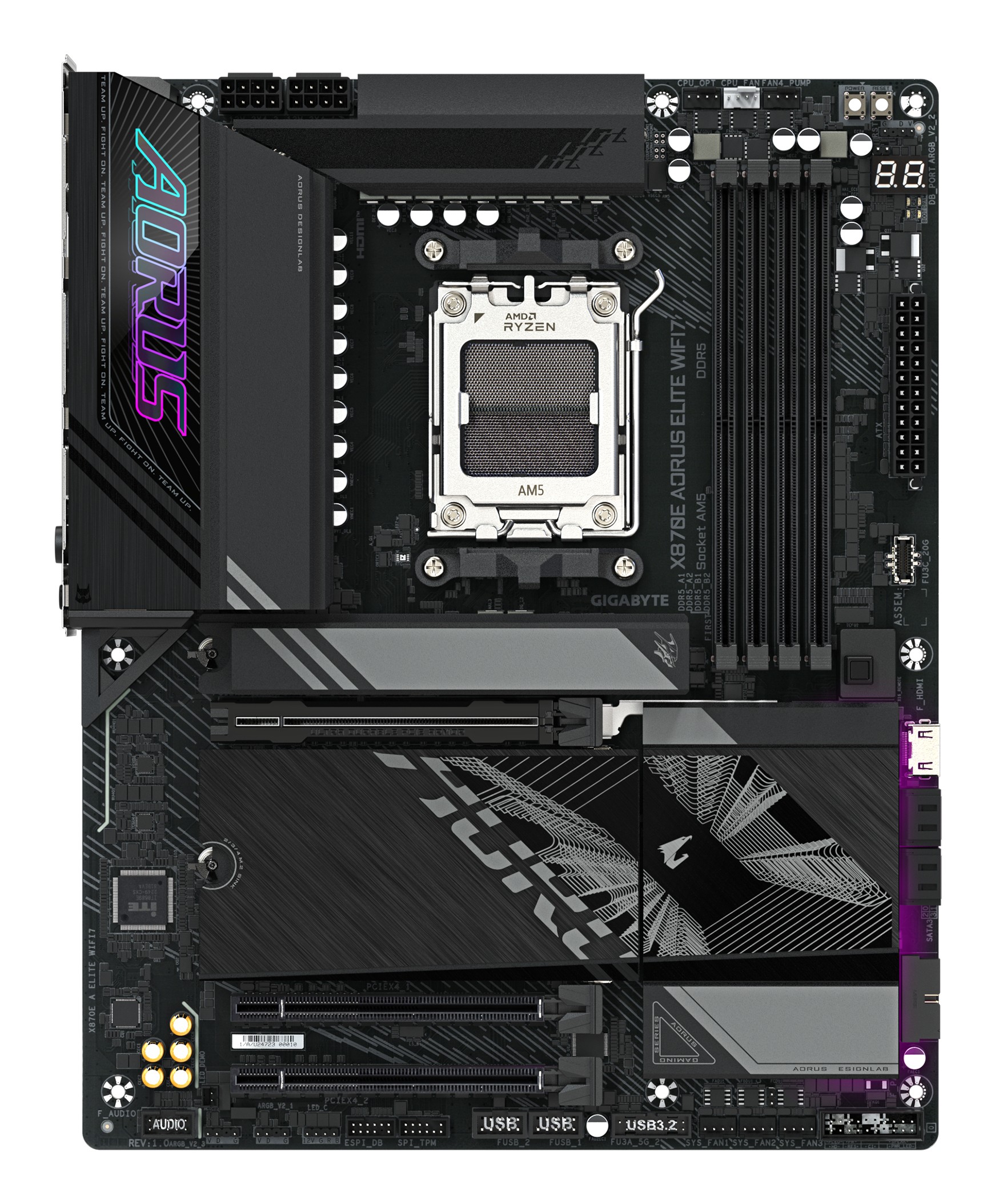 GIGABYTE X870E AORUS ELITE WIFI7 AMD X870E Socket AM5 ATX - Afbeelding 2