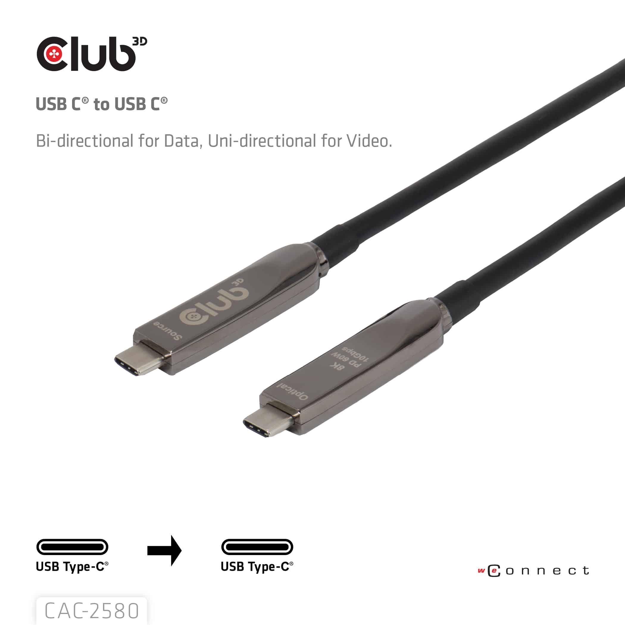 CLUB3D 15M Full-Feature USB-C Cable / 49.21ft 8K60Hz 10Gbps 60W - Afbeelding 5