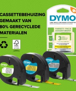 DYMO LetraTag originele plastic labels | Zwarte afdruk op groene etiketten | 12 mm x 4 m | Zelfklevende multifunctionele labels voor LetraTag labelprinters | gemaakt in Europa - Afbeelding 8