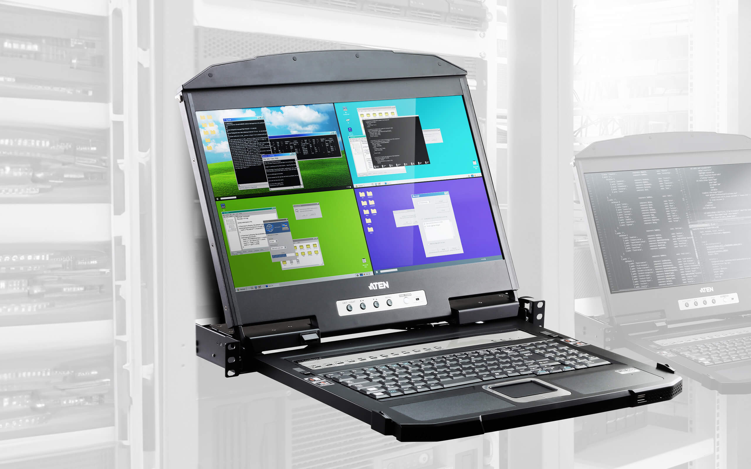 ATEN CL3884NW rack console 47 cm (18.5") 1920 x 1080 Pixels Metaal Zwart 1U - Afbeelding 6