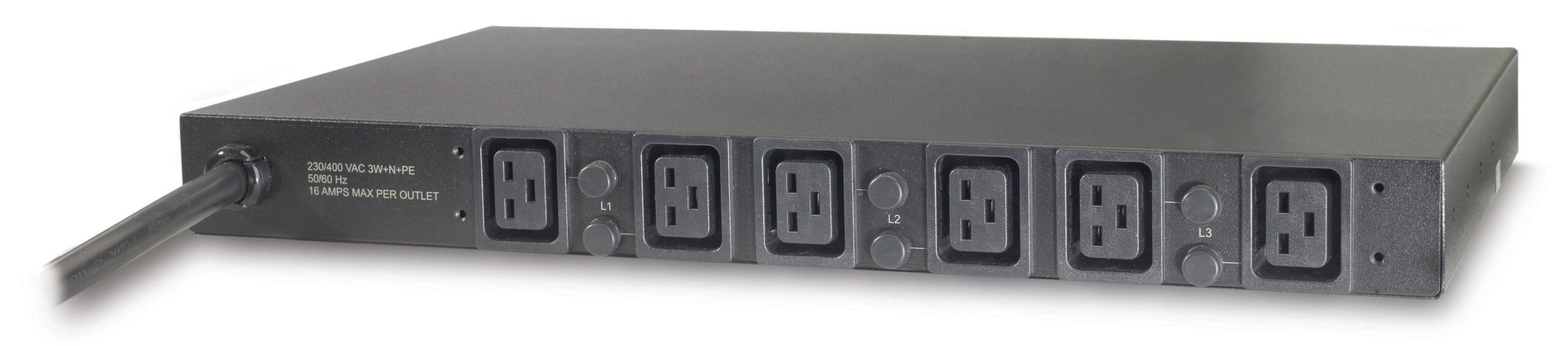 APC Rack PDU, Basic, 1U, 32A, 400V, (6x) C19, IEC 309 32A 3Fase stekker - Afbeelding 4