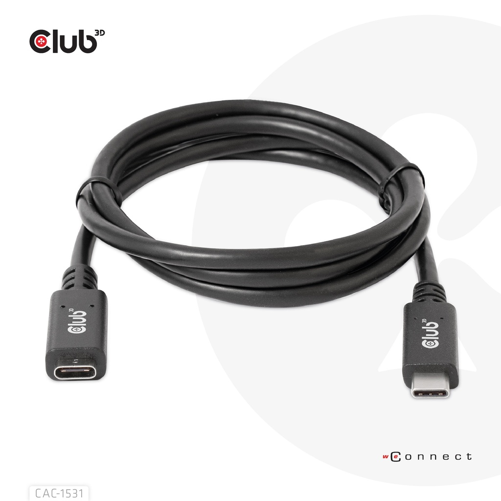 CLUB3D USB Gen1 Type-C Extensie kabel 5Gbps 60W(20V/3A) 4K60Hz M/F 1m/3.28ft - Afbeelding 7