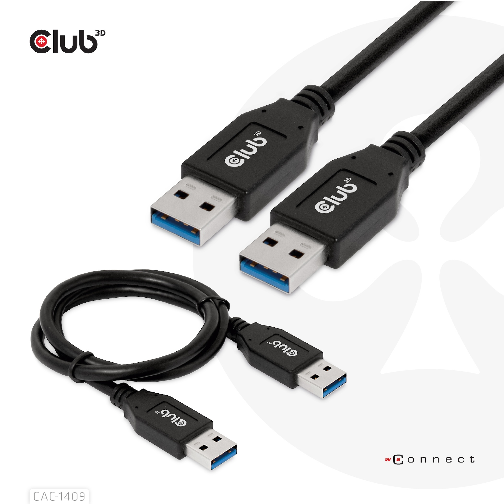 CLUB3D USB Type-A Gen2(10G) cable, 3A M/M 0.5m / 1.64 ft - Afbeelding 3