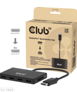 CLUB3D Quad DisplayPort™ Hub – 4 x 4K Resolution @ 30Hz, MST Support